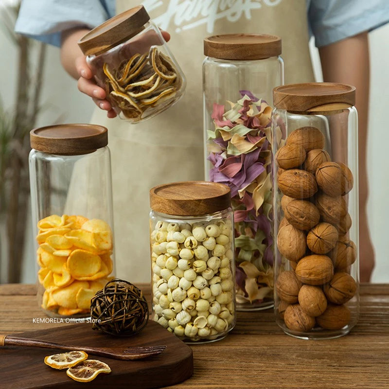 Glass Jar with Wooden Lid