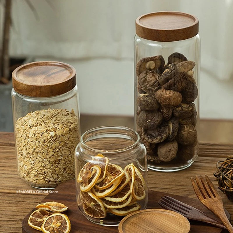 Glass Jar with Wooden Lid