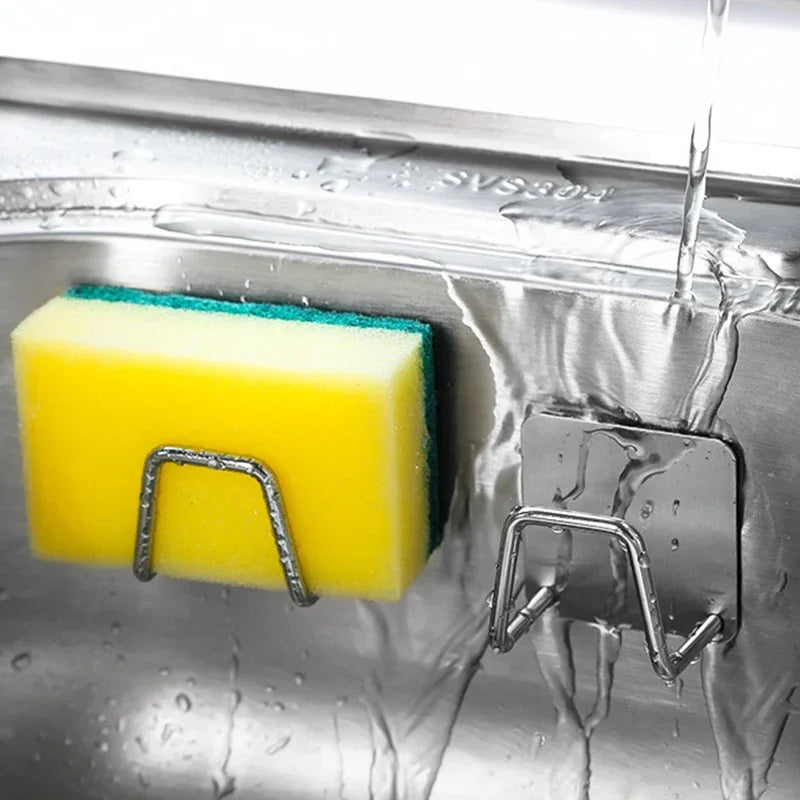Porte-éponge adhésif en acier inoxydable