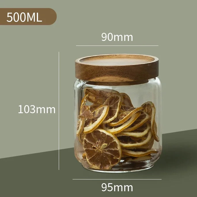 Glass Jar with Wooden Lid