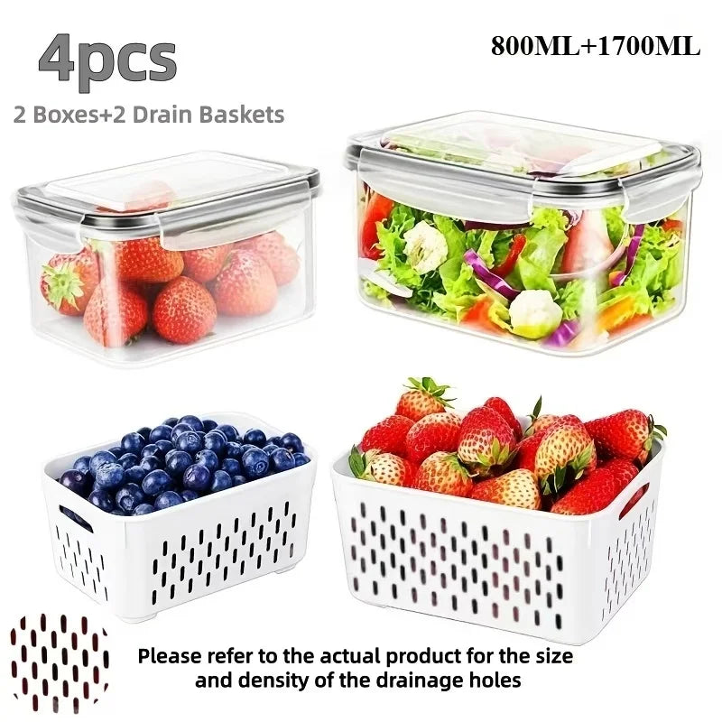 Refrigerator Storage Containers with Strainers