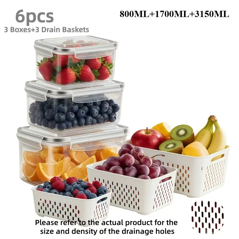 Refrigerator Storage Containers with Strainers