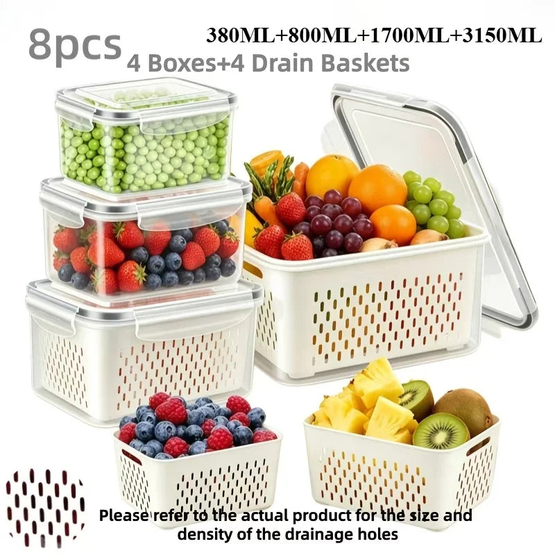Refrigerator Storage Containers with Strainers