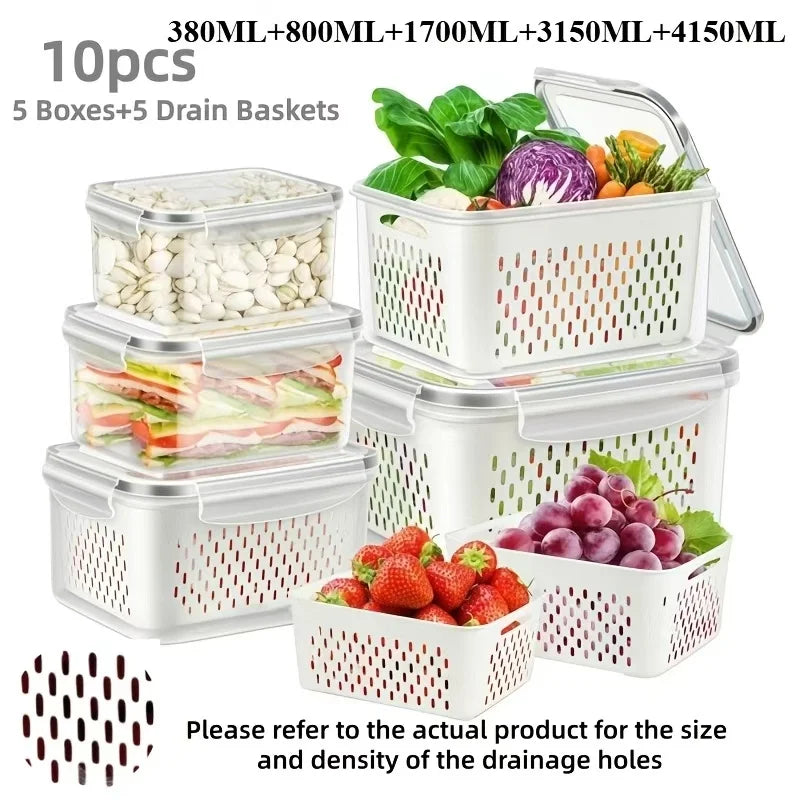 Refrigerator Storage Containers with Strainers